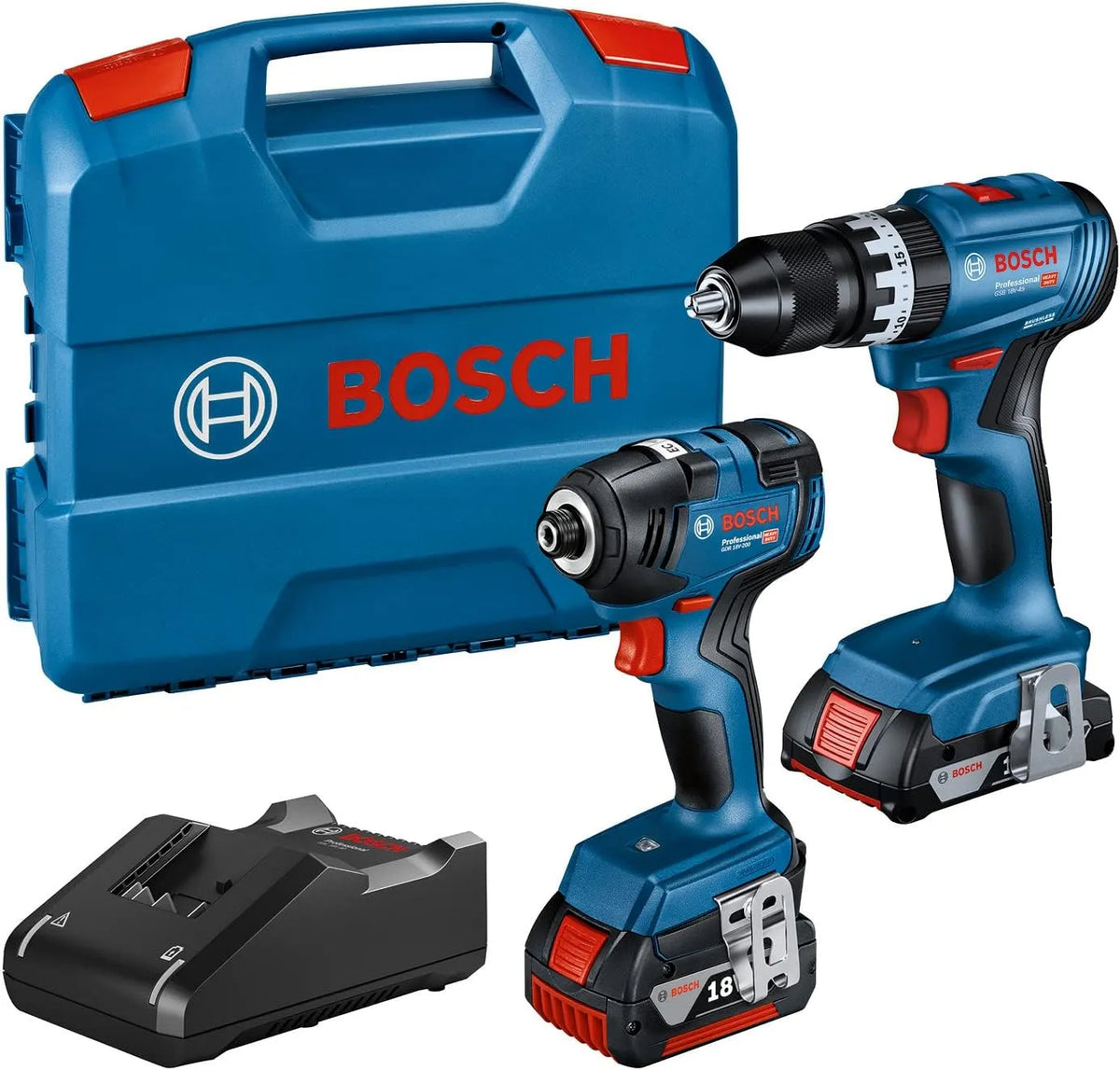 Bosch 18V-200 18V-45 18V-40, Professional 18V System Combo Kit: Drehschlagschrauber GDR + Schlagbohrschrauber GSB, inklusive. 2.0Ah Akku