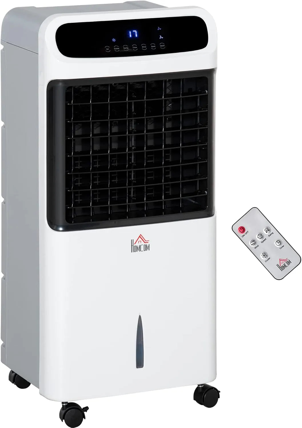Homcom Ventilator, mit 3 Modi 3 Geschwindigkeitsstufen Rollen 12 Std-Timer LED-Anzeige, Luftkühler