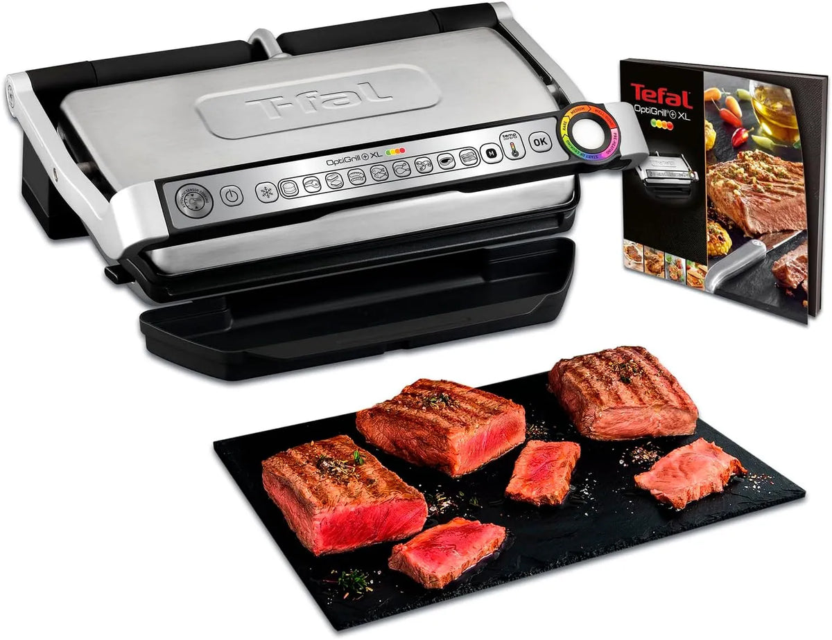 Tefal Grill GC722D16, Leistung 200 W, 9 Betriebsprogramme, OptiGrill+ XL Kontaktgrill, manueller Modus, Garstufenanzeige, Dickemessung, Elektrogrill