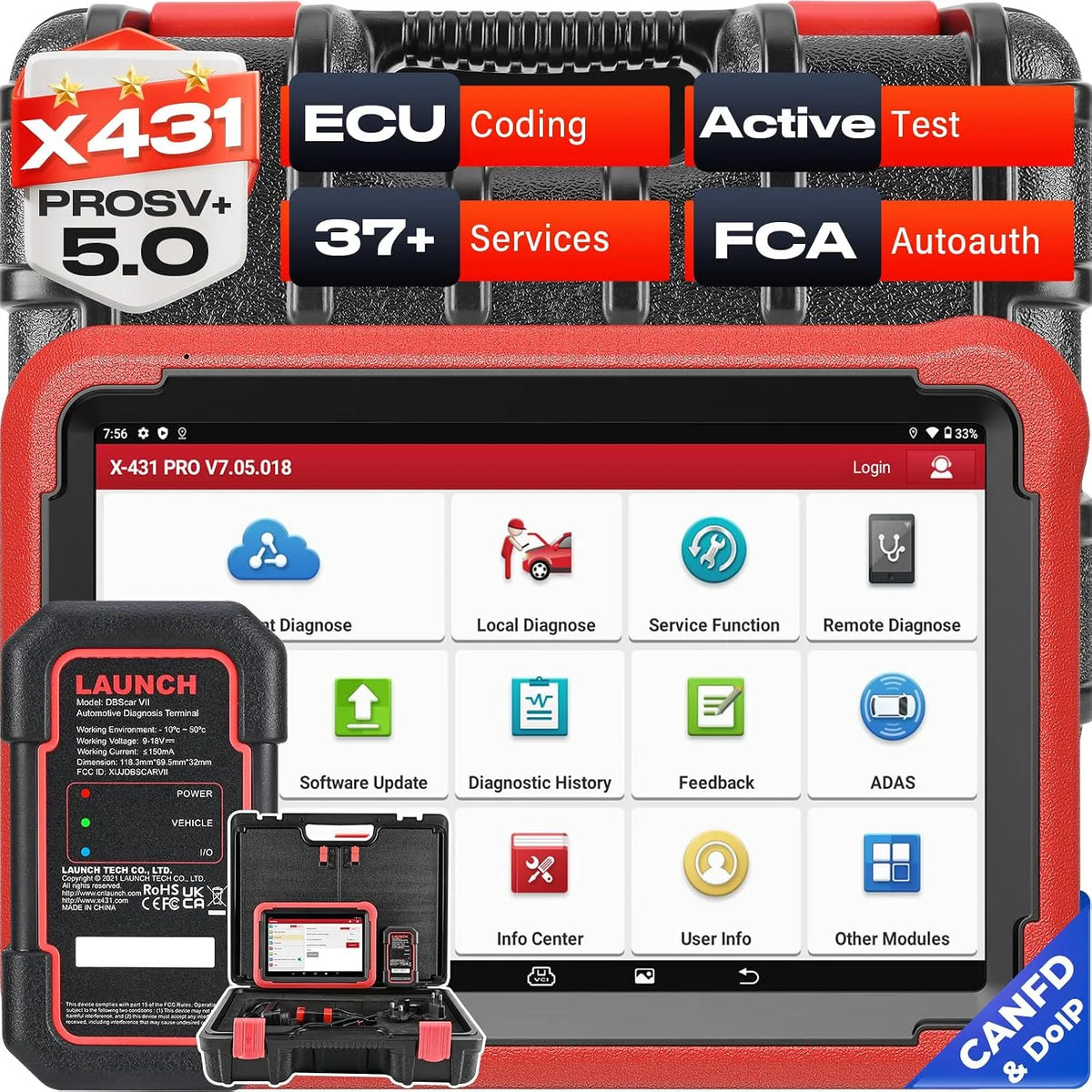 Modell PROS V+ 5.0, 2024 Brandneu diagnosegerät X431 OBD2 LAUNCH, mit 37+ Sonderfunktionen, OE Level Vollsystem Diagnosegerät KFZ, IMMO Service