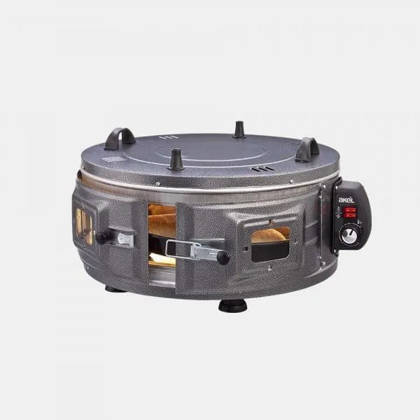 Backofen AF022, AKEL Elektrischer runder Ofen Mini, Pizzaofen, tragbar, Silber