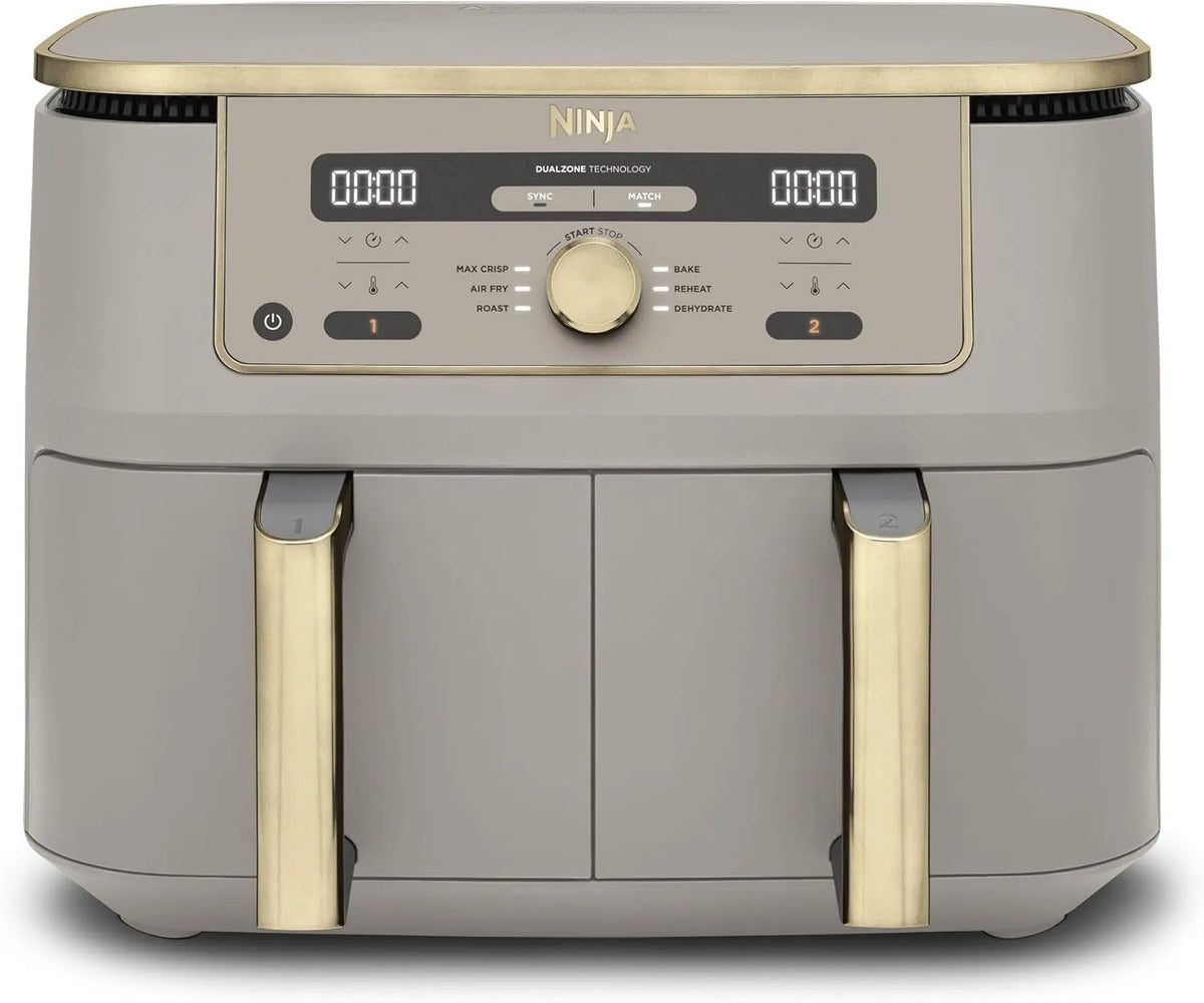 Ninja Heißluftfritteuse DZ400EUSTGD, 2 Schubladen, 6-in-1, Fassungsvermögen 9,5L, Dual Zone Digital Air Fryer, Max Crisp, Heißluft-Frittieren, Rösten