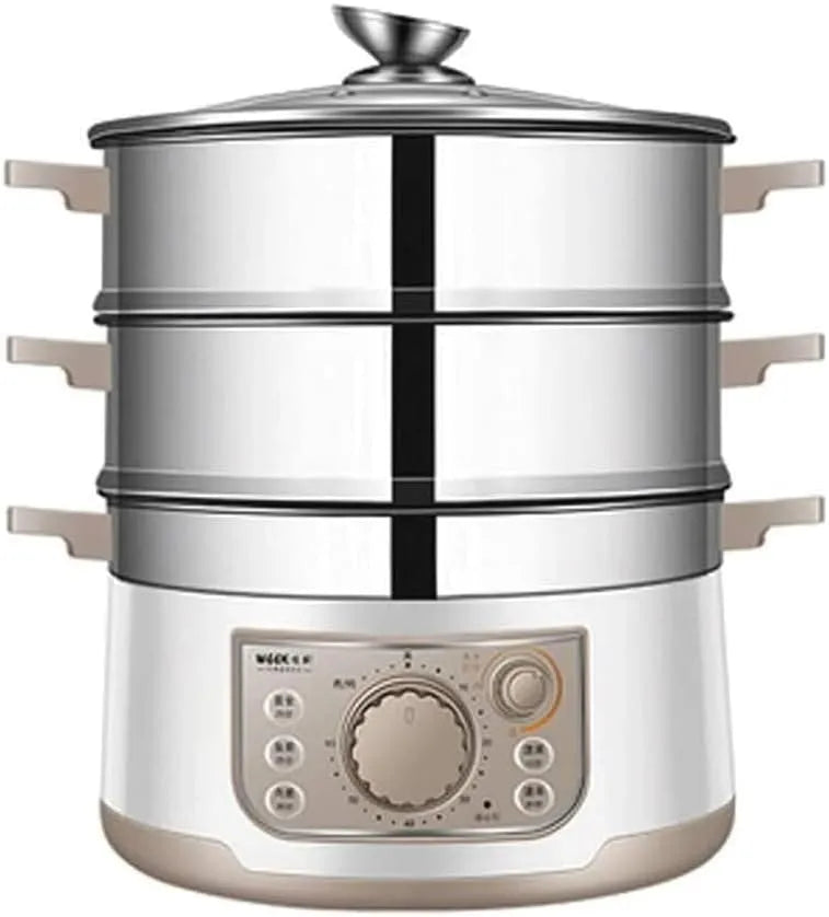 Lebensmittel-Dampfgarer, 13 l Kapazität, 60 Minuten Timer, Multi-Kocher, abnehmbare Schüsseln für Fleisch und Reis, gesundes, Leistung 1500 W