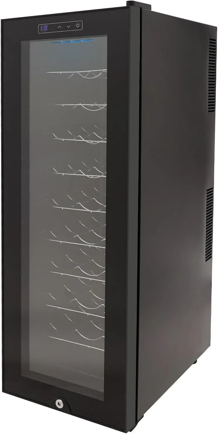 Kühlschrank, Weinkühlschrank 30 Flaschen 90 Liter Freistehender Weinkühlschrank, Gehärtetes Glas Tür mit LED-Licht 12-18 ° Wein, Leistung 140W