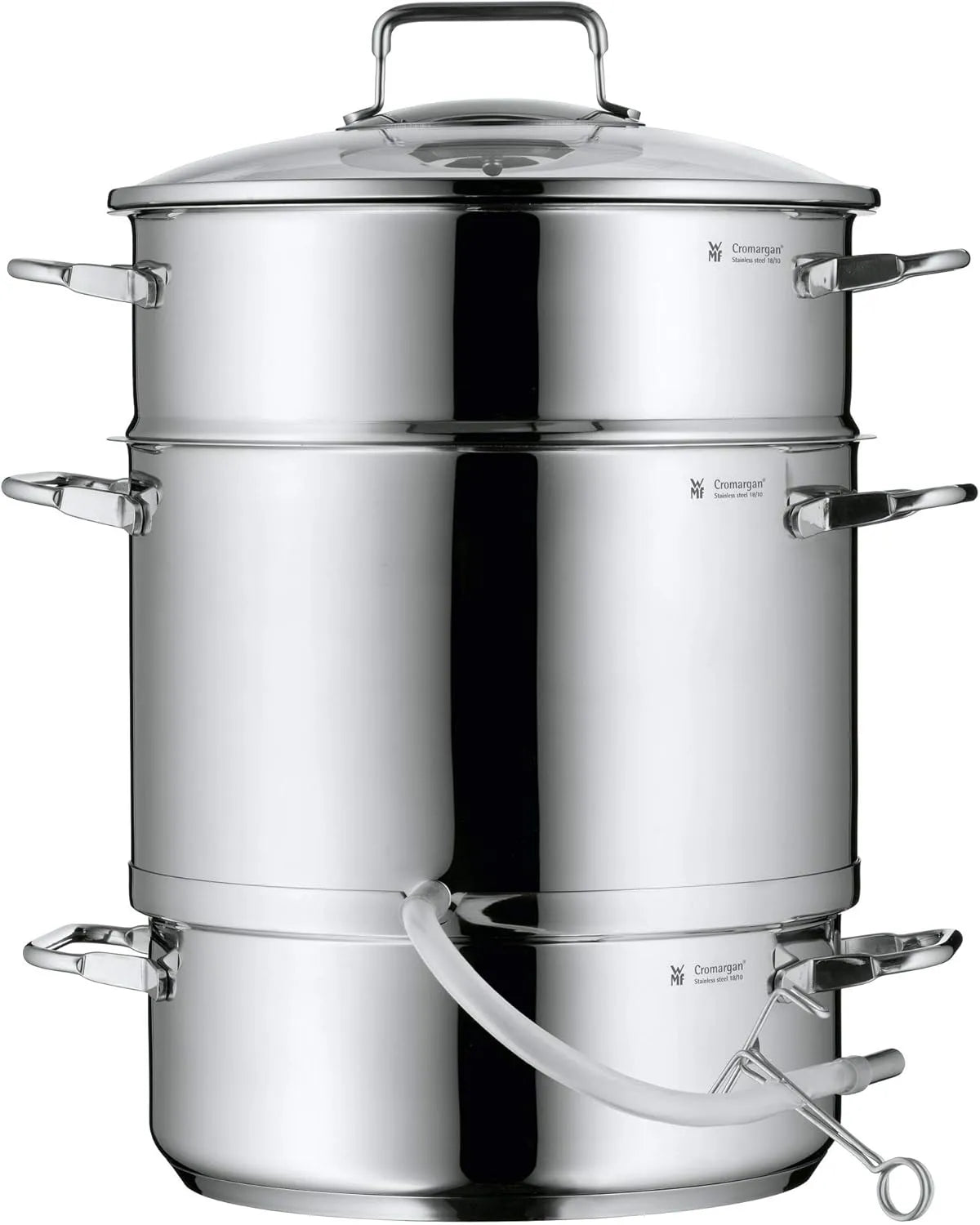 WMF Entsafter, Dampfentsafter Induktion 7l, Fruchtentsafter mit Glasdeckel 25 cm, Cromargan Edelstahl poliert