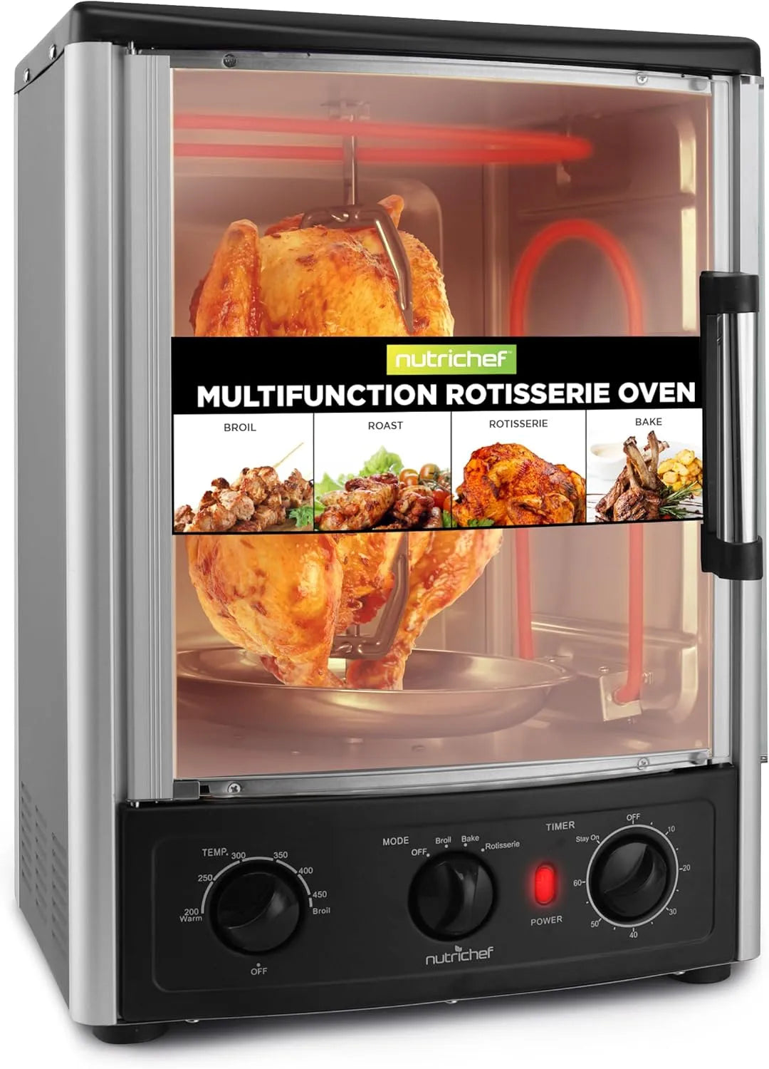 Backofen, Kebab und Hähnchengrill, Fassungsvermögen 23L Mini mit Umluft und Grillfunktion Dönergrill für Zuhause