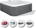 Whirlpool Pumpe, Maße 145 x 145 x 65 cm, für 4 Personen, Ease.Zone, aufblasbar, quadratisch, beheizt, sehr leise, Farbe Grau