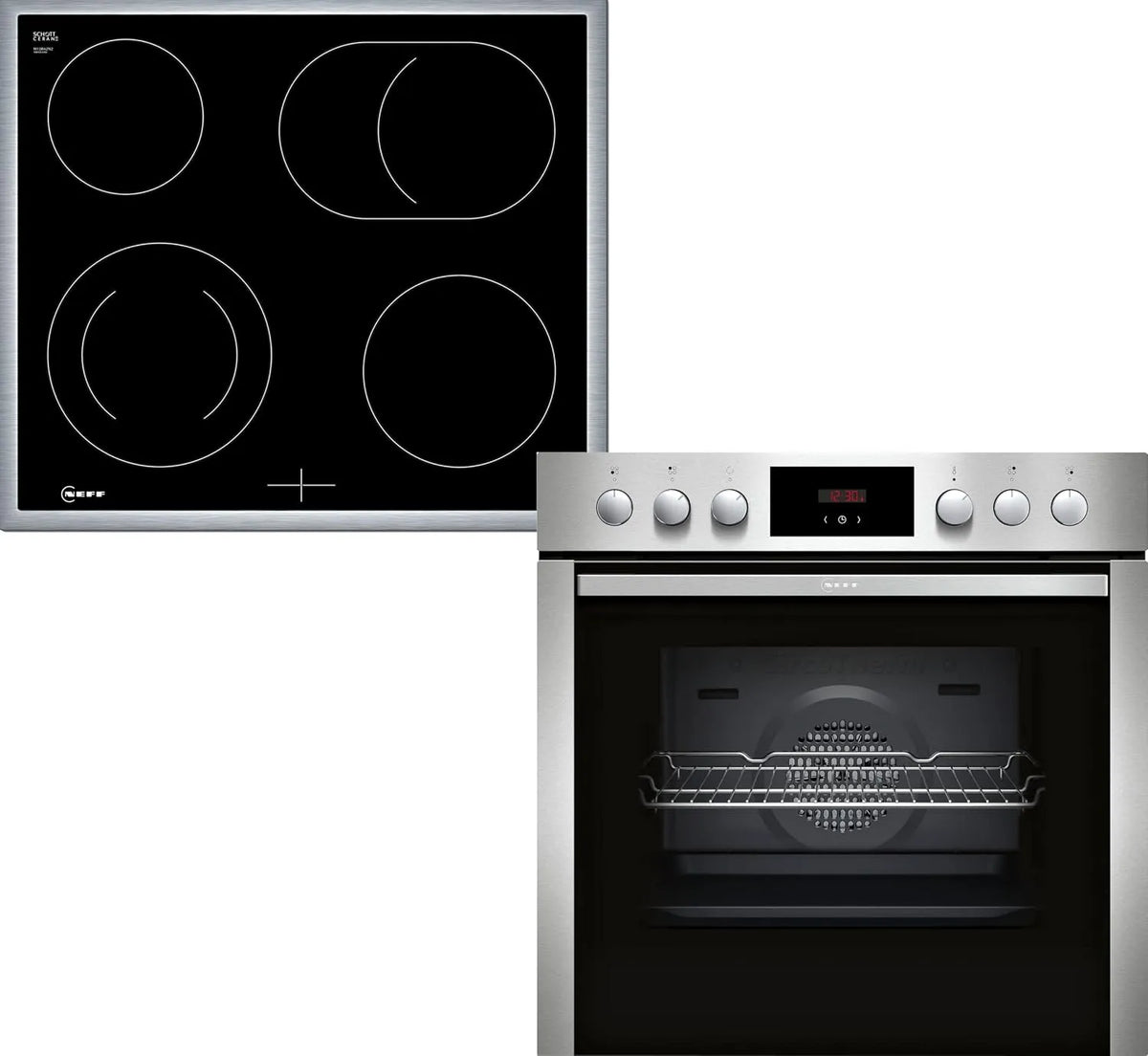 Neff Kochfeld EDX40 E1CCD2AN3 M13R42N2, Herd-Set hend aus, N 30, Herd, Maße 60 x 60 cm, LED-Display &, N 50, Elektrokochfeld, EasyClean Reinigung