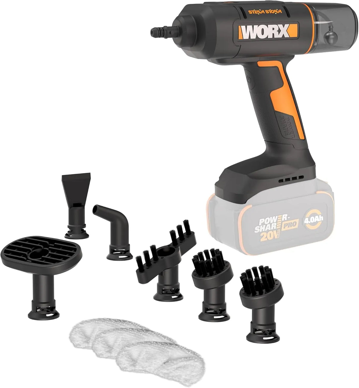 Worx Dampfreiniger WX770.9 8-Sekunden-Vorheizung, Spannung 20V MAX, tötet Keime, ohne Akku & Ladegerät, Spannung 18V