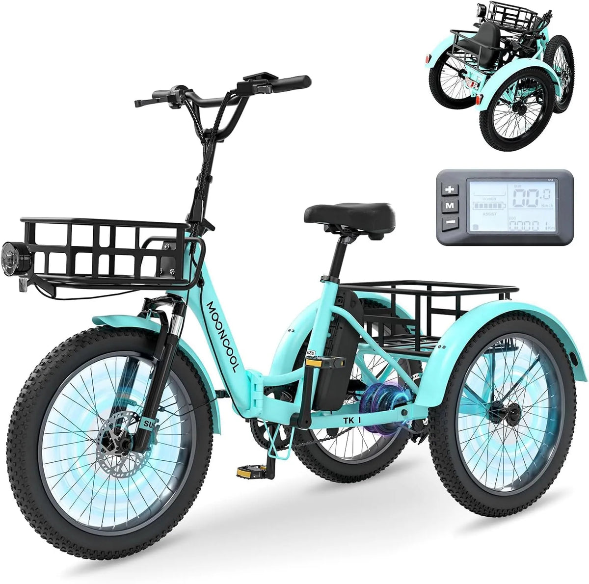 Fahrrad IP65, Geschwindigkeit 25 KM/H, 45 NM Electric Bike Mit GroßEn KöRben und Fußstützen, LCD-Display, Leistung 250W Motor Elektrofahrrad