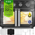 Heißluftfritteuse 4in1, XXL 32 Liter mit Drehspieß für Hähnchen Mini Backofen & Power Airfryer ab 80°C, TurboTronic digitaler Heißluftofen