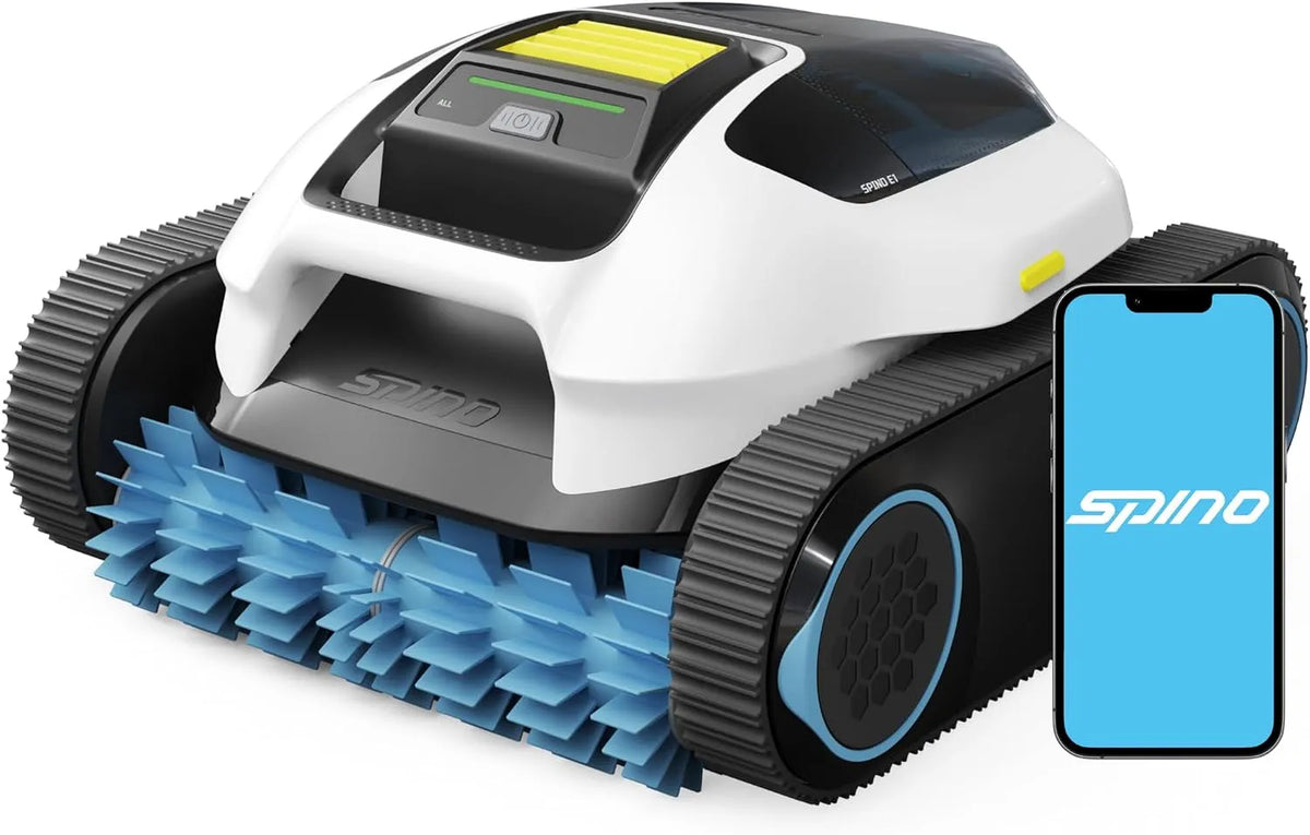 Poolroboter, Spino e1 Boden und Wand, Max 21950 LPH, 210 Min Laufzeit, 5 Reinigungsmodi, Auto Wasserlinien Parkfunktion, Poolsauger mit App