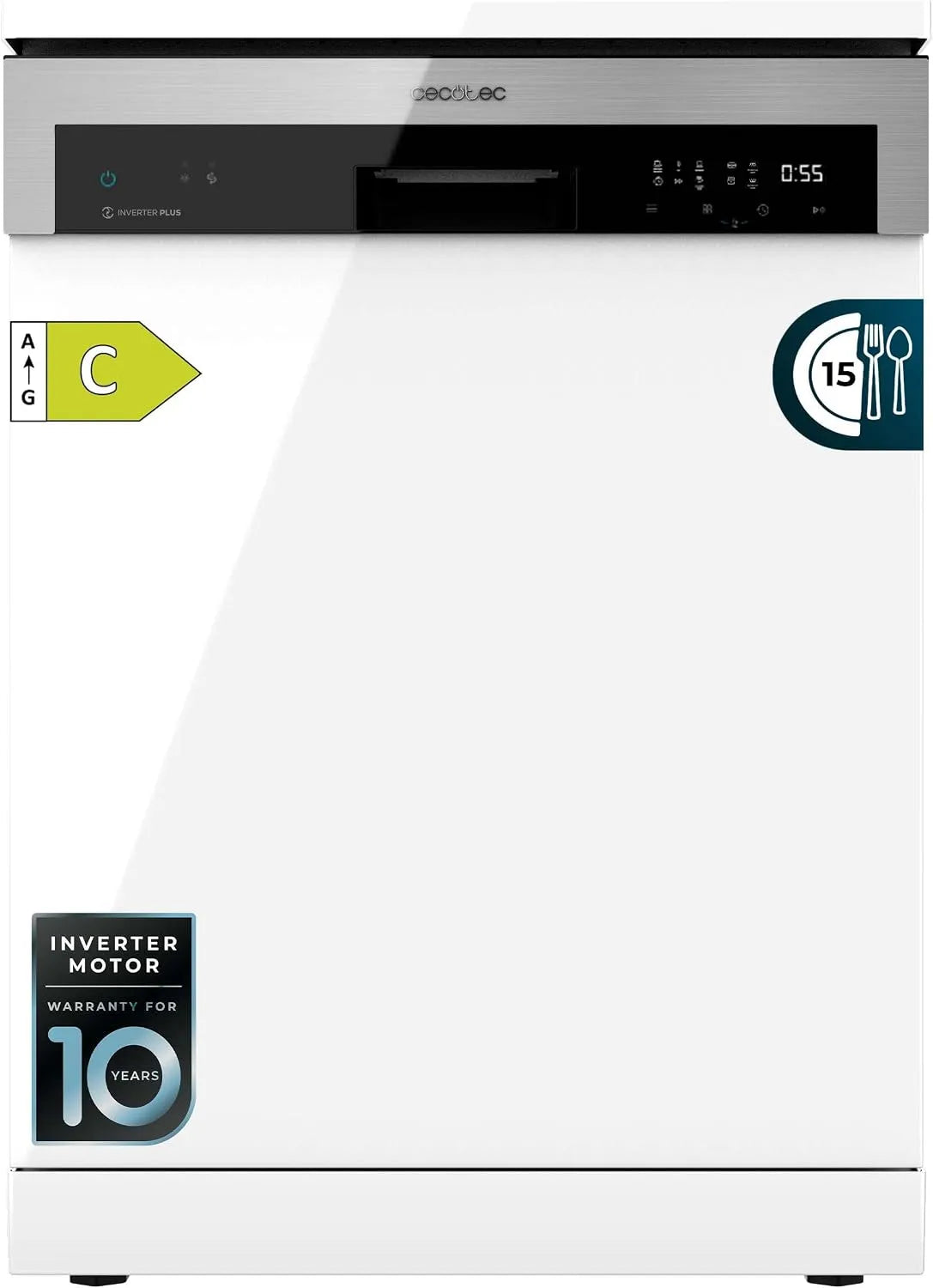 Cecotec Geschirrspüler 6500, Inverter-Motor Plus, 3. Ablage, in freistehender Ausführung, Dry+, Halblast, Breite 60 cm, 15 ck, Bolero C