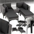 Sofa, 5-teiliges Gartenmöbel Set mit Aluminium Gestell, frei kombinierbar, Hocker, inklusive Sitz- und Rückenkissen, Tisch, mit Ecksessel, Farbe Grau