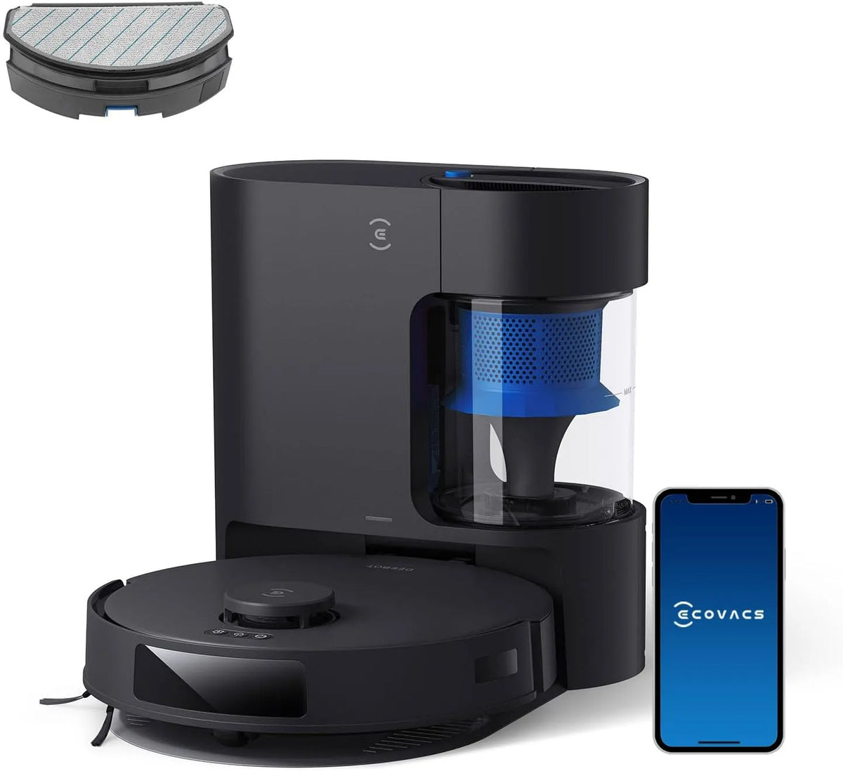 Ecovacs Saugroboter N20, bis zu 300 Minuten Laufzeit, DEEBOT PRO Plus mit Wischfunktion, 8000Pa Saugkraft, Anti-Haar-Verhedderung, in Schwarz