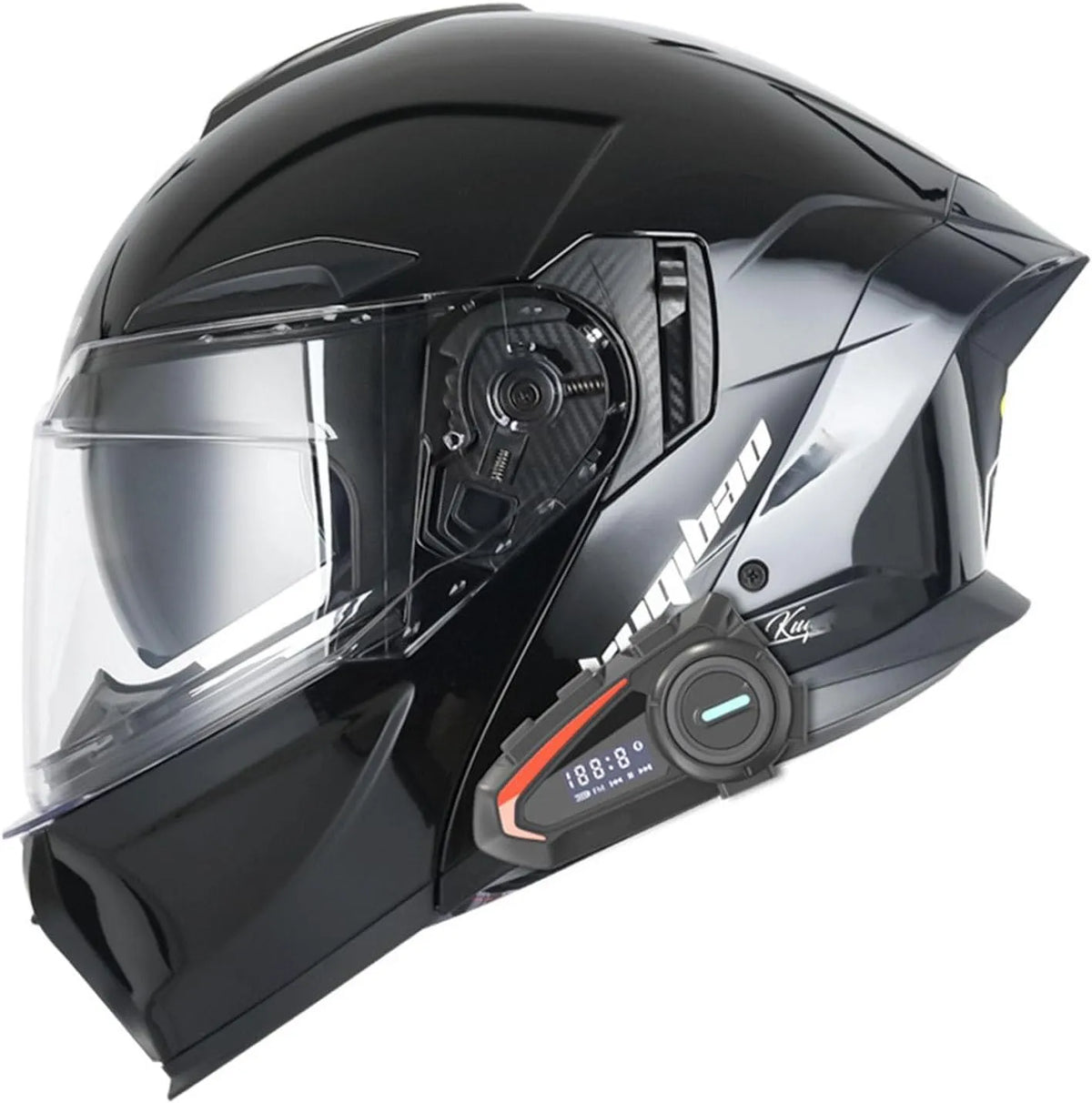Motorradhelm, Bluetooth Klapphelm, Vollvisierhelm Bluetooth DOT, ECE Genehmigt, Leicht, Klapphelm mit Doppelvisier
