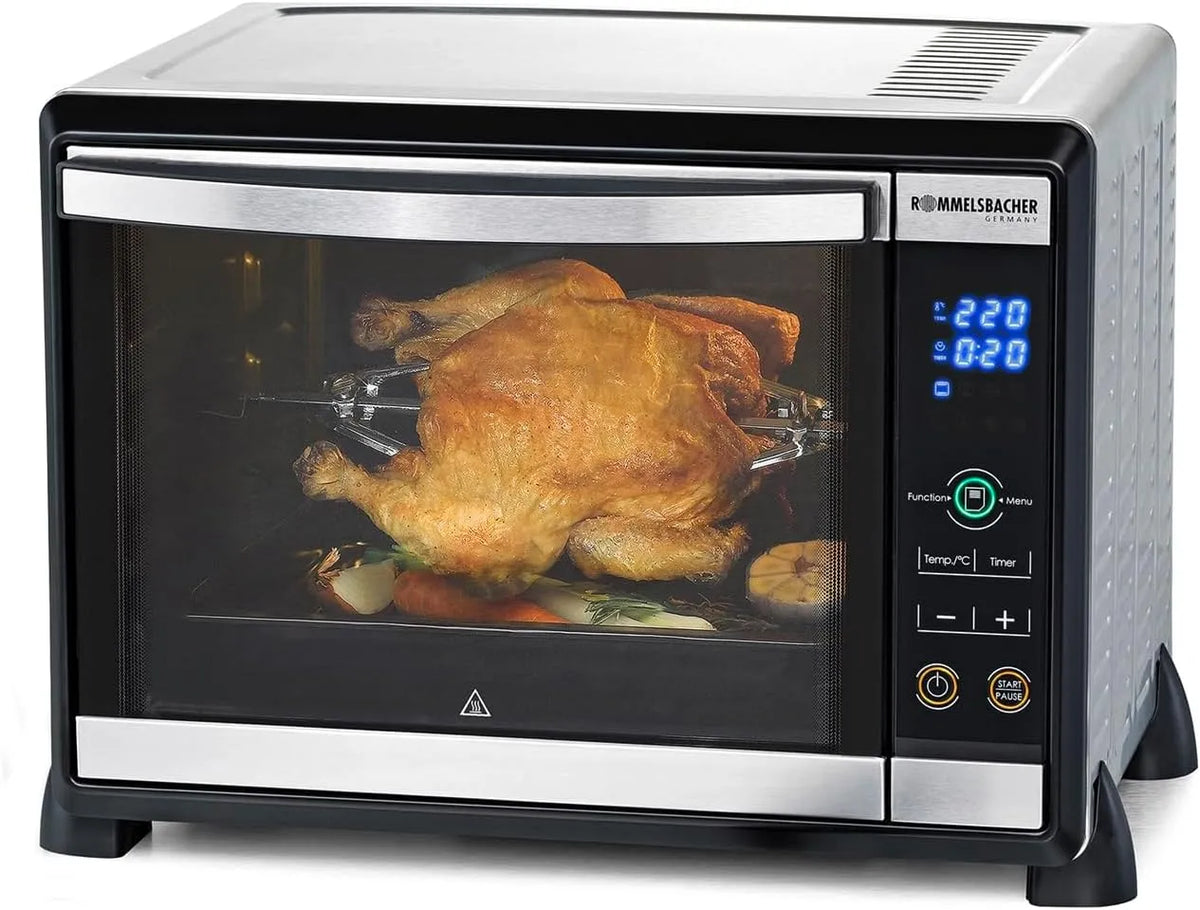 Grill, Fassungsvermögen 30 Liter Backraum, 8 Heizarten, Umluft, Timer, Edelstahl, ROMMELSBACHER Elektronik Back & Ofen BGE 1580, Touch Control