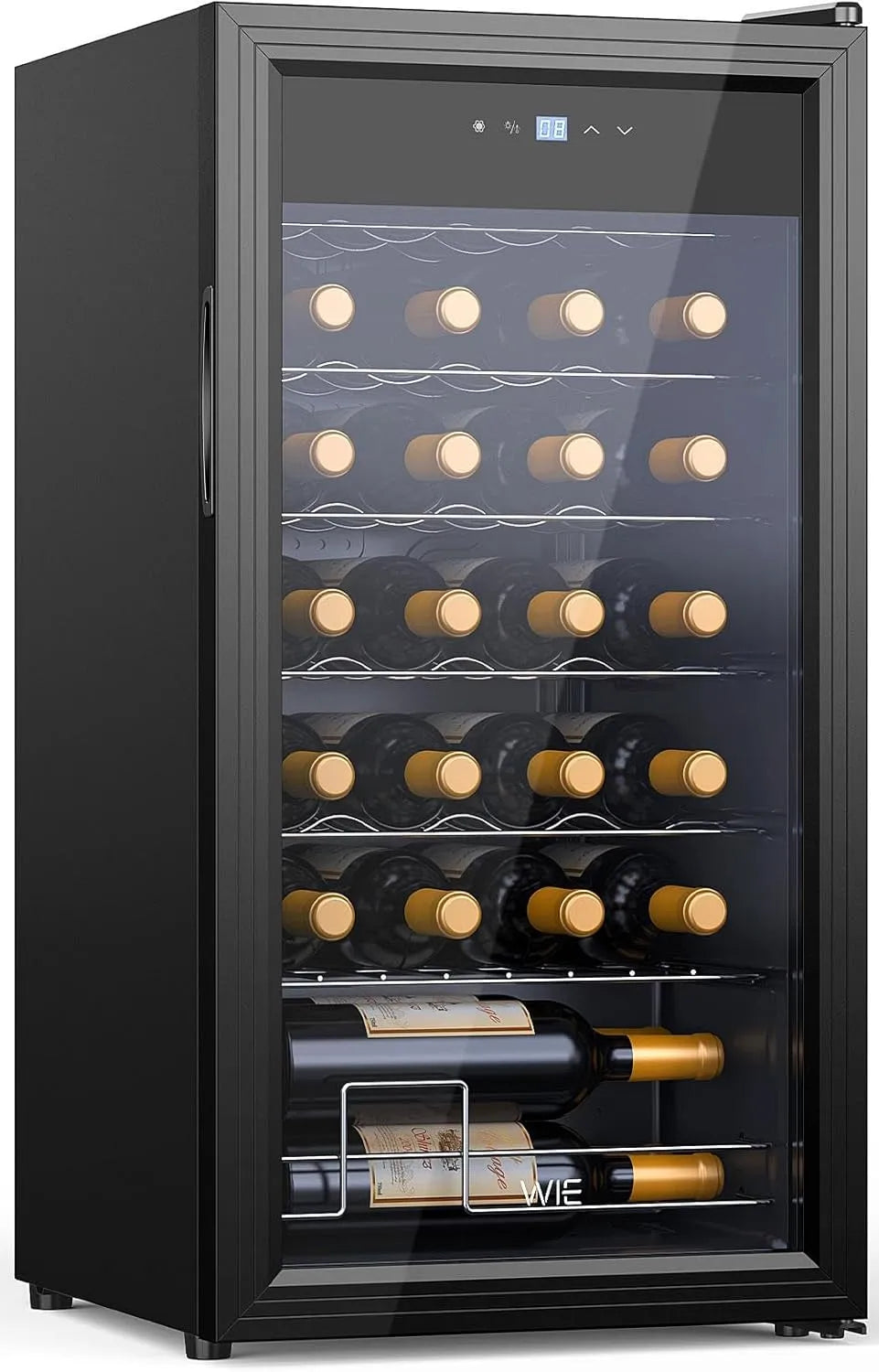 Kühlschrank, Wine Fridge 5-18°C, Vollglas-Designtür mit LED Touchpanel, mit Glastür, Anti-UV