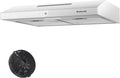 Dunstabzugshaube SR60WS GASLAND, Leise Abluft 214 m³/h Aktivkohlefilter, Filter in Weißes Metall Glasbildschirme, 60cm Umluft