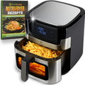 Heißluftfritteuse Nutrilovers, Leistung 2000W, Airfryer Edelstahl mit LED Touch Display, Sichtfenster, NUTRI-FRYER EDELSTAHL XXL 8L