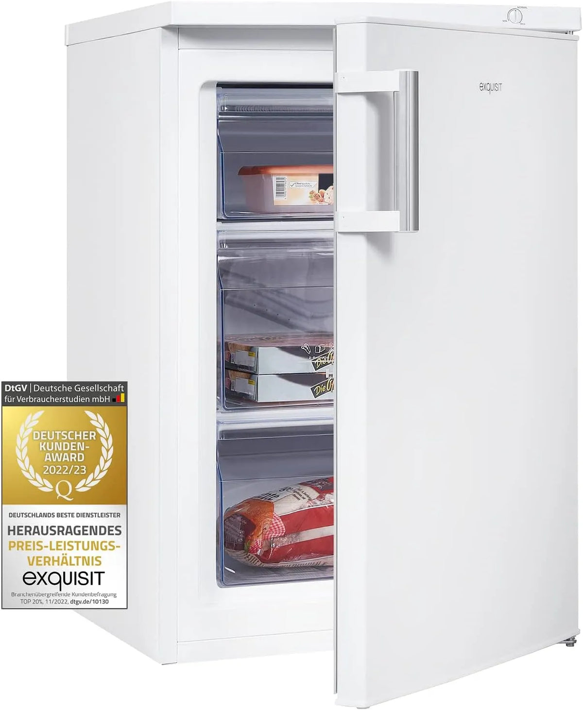 Exquisit Gefrierschrank GS81-H-010D, Fassungsvermögen 85 Liter Nutzinhalt, 4 Sterne, weiss, EEK: D