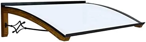 Hölzern für den Außenbereich Farbe Honig Vordach aus, Haustür-Vordächer Größe 100 x 150 cm, Modell Legno FOGLIA, Opal kompakte Polycarbonatabdeckung