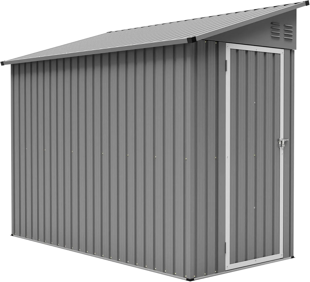 Gerätehaus, mit Boden I Geräteschuppen aus verzinktem Stahl I abschießbare Fahrradgarage für 2 Fahrräder Outdoor, Metall 242x111x192cm