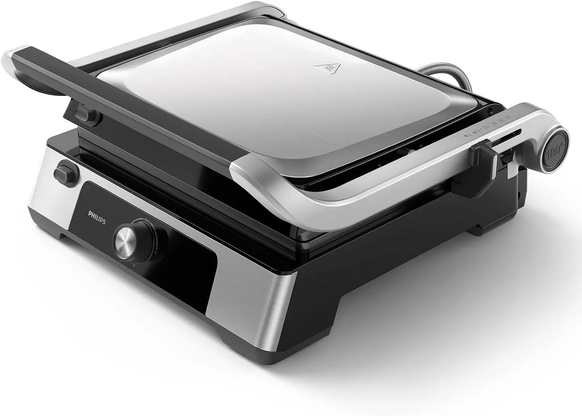 Philips Grill C-200 HD6301/90, Kontaktgrill, Einstellbare Temperatur 60 °C. 180° aufklappbar. Große Grillfläche und High