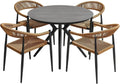 Tisch Braun, Gartenmöbel Set 4 Personen Sitzgruppe Aluminium 100x100 cm rund Stühle stapelbar wetterfest Balkon Terrasse in Schwarz